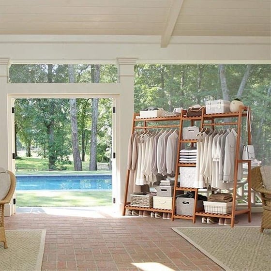 Κρεμάστρα Ράγα Ρούχων Ξύλινη 160x40x140 cm - Καφέ image 2