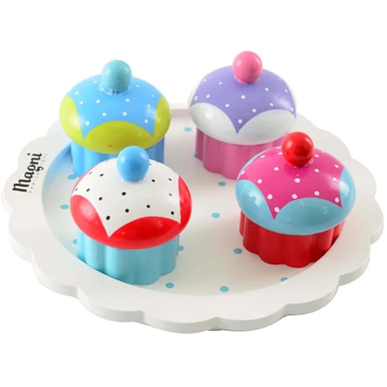 Ξύλινο Παιχνίδι Ρόλων Magni Πιατέλα Με Cupcakes 17.2x17.2x8 image 0