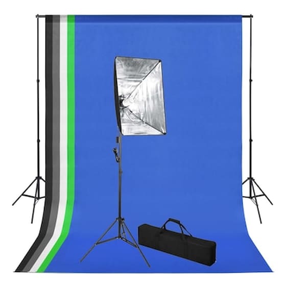 Vidaxl Κιτ Στούντιο Φωτογράφισης Με Φόντο Και Softbox image 1