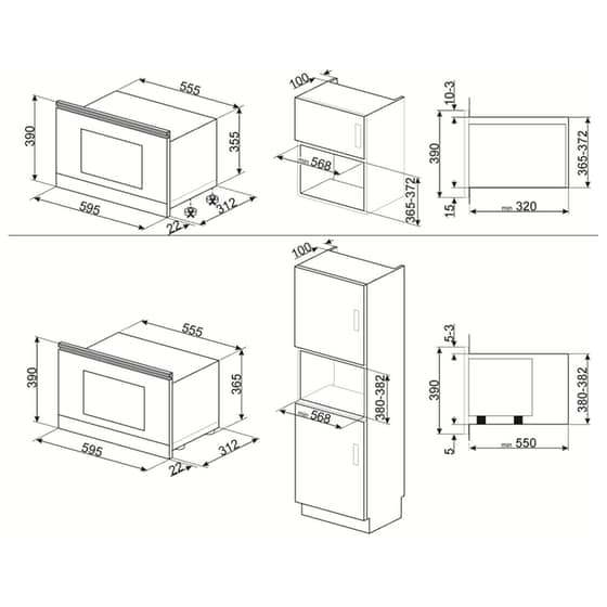 Εντιχοιζόμενος Φούρνος Μικροκυμάτων SMEG MP822PO με Grill 22 lt Μπεζ image 3