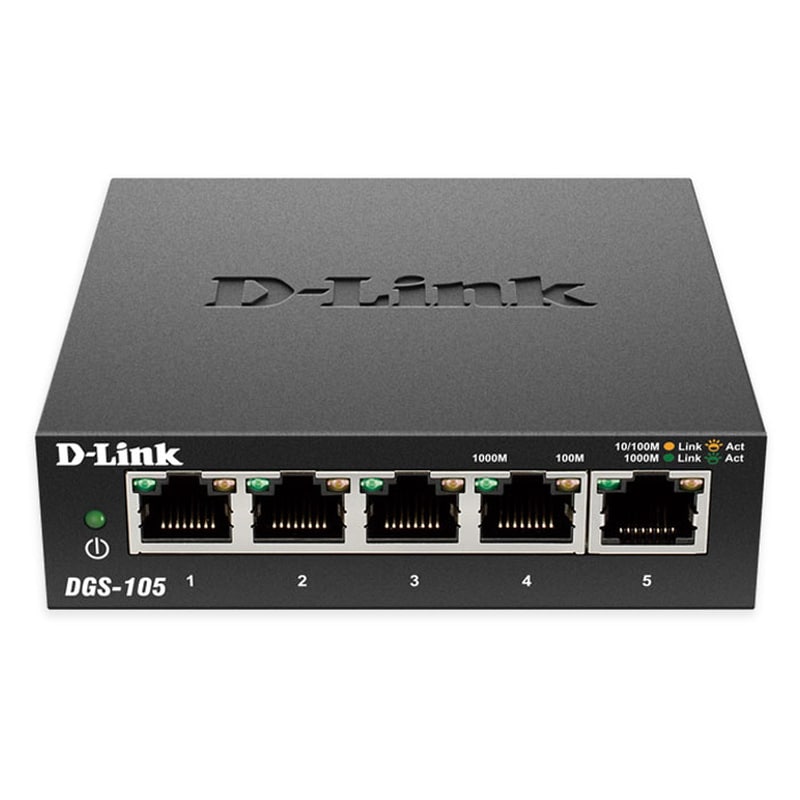 D-Link DGS-105 Gigabit Ethernet 10/100/1000 Unmanaged Desktop Switch 5-Port