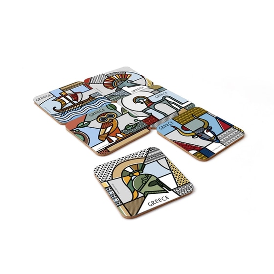 Σουβέρ Ancient Greece Φελός 9x9cm 6 Τμχ - Πολύχρωμο image 1