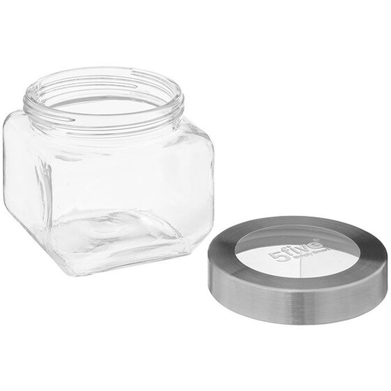 Δοχείο Αποθήκευσης Τροφίμων Spitishop Γυάλινο 11.4x11.4x11cm - Διάφανο/Ασημί image 1