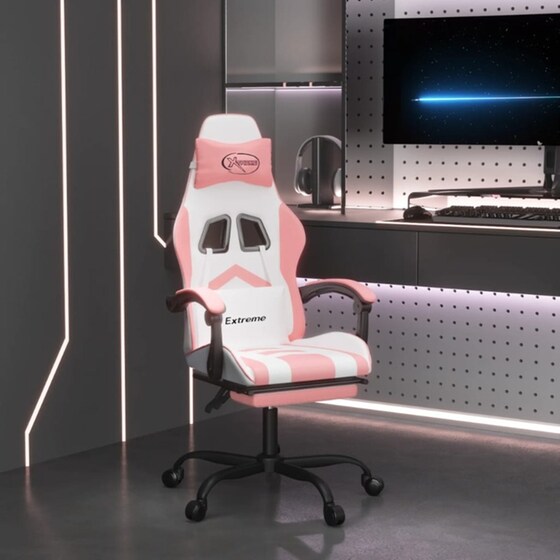 Καρέκλα Gaming VIDAXL 349612 με Υποπόδιο από Τεχνητό Δέρμα - Λευκό image 10