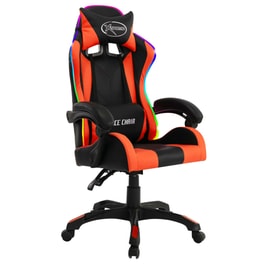 Καρέκλα Gaming VidaXL Racing LED RGB από Τεχνητό Δέρμα - Μαύρη/Πορτοκαλί