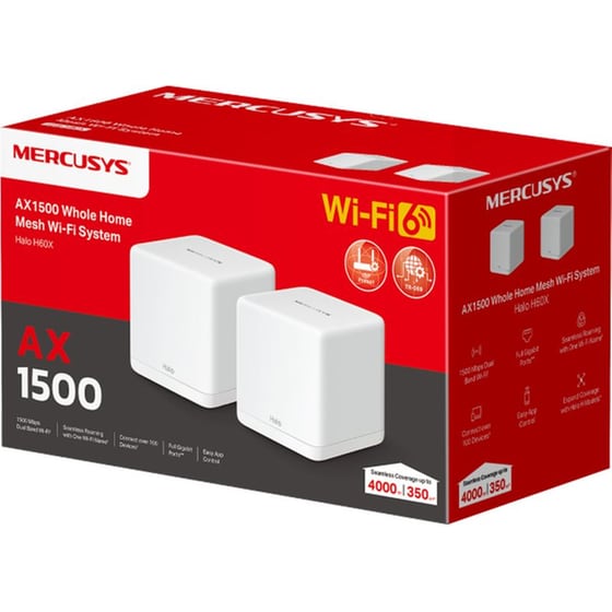 MERCUSYS AX1500 Whole Home Mesh WiFi 6 System Wi‑Fi 6 Dual Band (2.4 & 5GHz) 1500 Mbps 2τμχ image 1