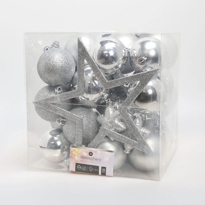 Σετ Χριστουγεννιάτικα Spitishop Στολίδια A-s Silver 184168 από PVC 35 Τμχ - Μπάλα