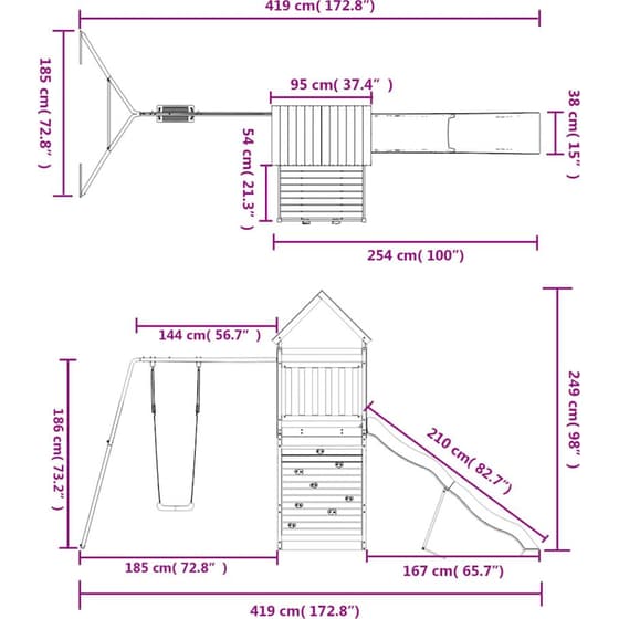 VidaXL Παιδική Χαρά Εξωτερικού Χώρου από Μασίφ Ξύλο Ψευδοτσούγκας image 11