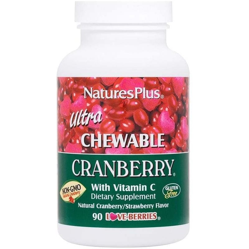 Συμπλήρωμα Διατροφής Natures Plus Ultra Chewable Cranberry 200mg - 90 ταμπλέτες