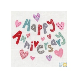 Ευχετήρια Κάρτα Blue Eyd Sun Happy Anniversary Big Flower Vintage