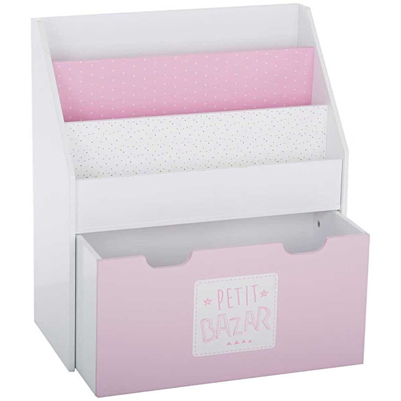 Παιδική Βιβλιοθήκη Atmosphera Rose 127221a Με Συρτάρι MDF 62.7x30x70 cm - Λευκό / Ροζ