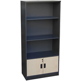Βιβλιοθήκη Woodwell A-Series από Μελαμίνη 80x40x172 cm - Ανθρακί/ Μπεζ