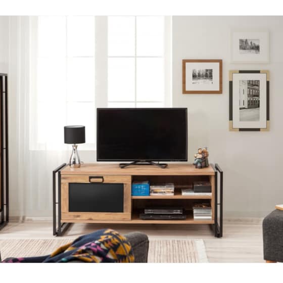 Έπιπλο Τηλεόρασης 24Mall Cosmo Atlantic Pine από Μοριοσανίδα 130x45x50 cm - Μαύρο/Μπεζ image 1