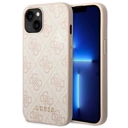 Θήκη Apple iPhone 14 - Guess Hard Case 4G Metal Gold - Ροζ