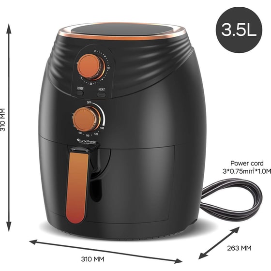 TURBOTRONIC TT-AF11M με Αποσπώμενο Κάδο 1200 W 3.5 L Μαύρο Φριτέζα Αέρος image 5