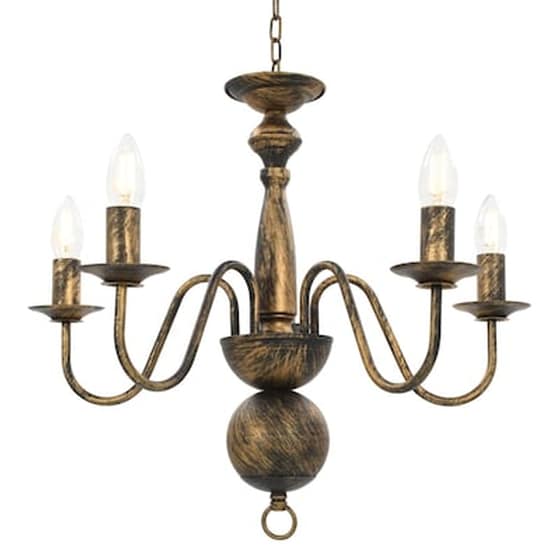 Vidaxl Πολυέλαιος Αντικέ Μαύρος Με 5 Ντουί Ε14 image 3