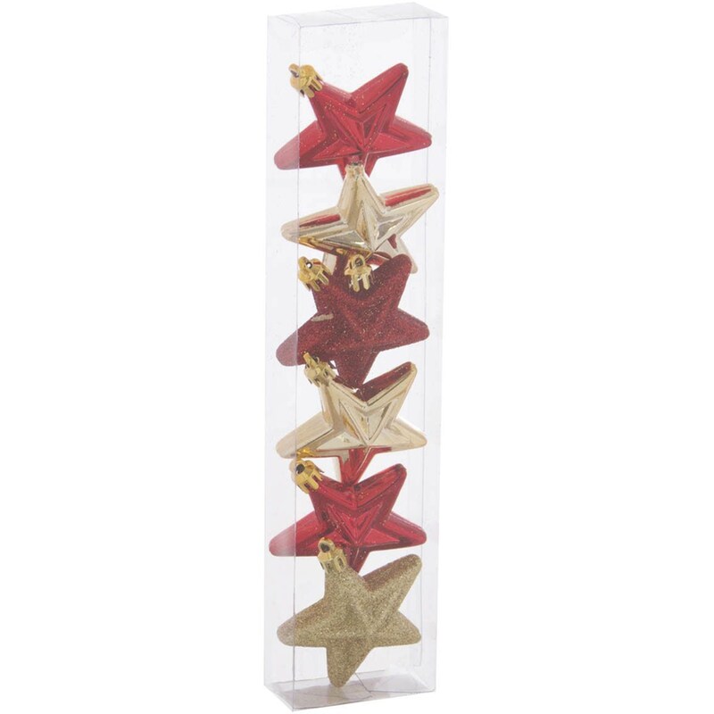 Σετ Χριστουγεννιάτικα Στολίδια Spitishop A-s Stars Gold/red 148500a Πλαστικό 6 Τμχ - Αστέρι