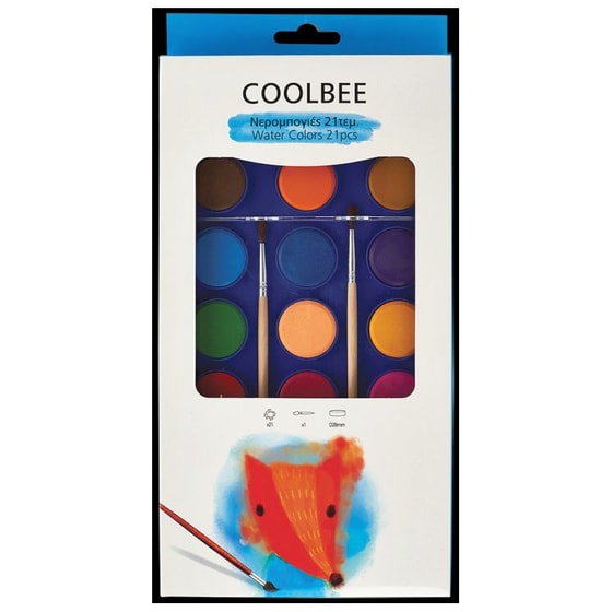 Χρώματα Νερομπογιές Coolbee Με Πινέλο 21 Τεμάχια image 0