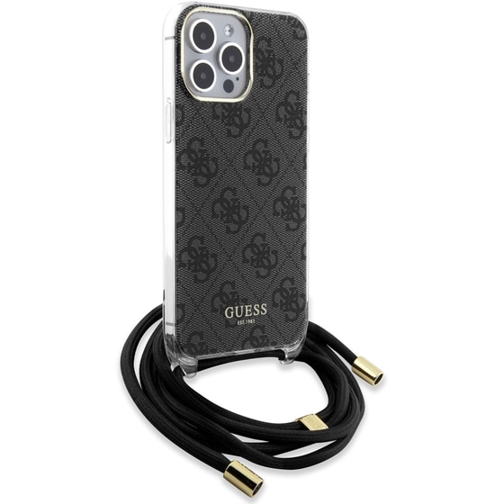 Θήκη Apple iPhone 15 Pro Max - Guess 4g Logo Collection Crossbody Hard Case με Script Metal Logo - Μαύρο image 7
