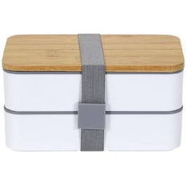 Φαγητοδοχείο Lunch Box Cook Concept 2 Επιπέδων με Μαχαιροπίρουνα 18.5x10.5x9.7 cm  Ka4820 - Λευκό/Γκρι
