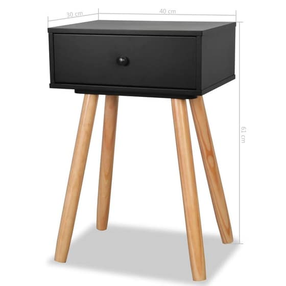 Κομοδίνο Vidaxl Από Μασίφ Ξύλο Πεύκου 2τμχ 40x30x61 cm - Μαύρο Καφέ image 5