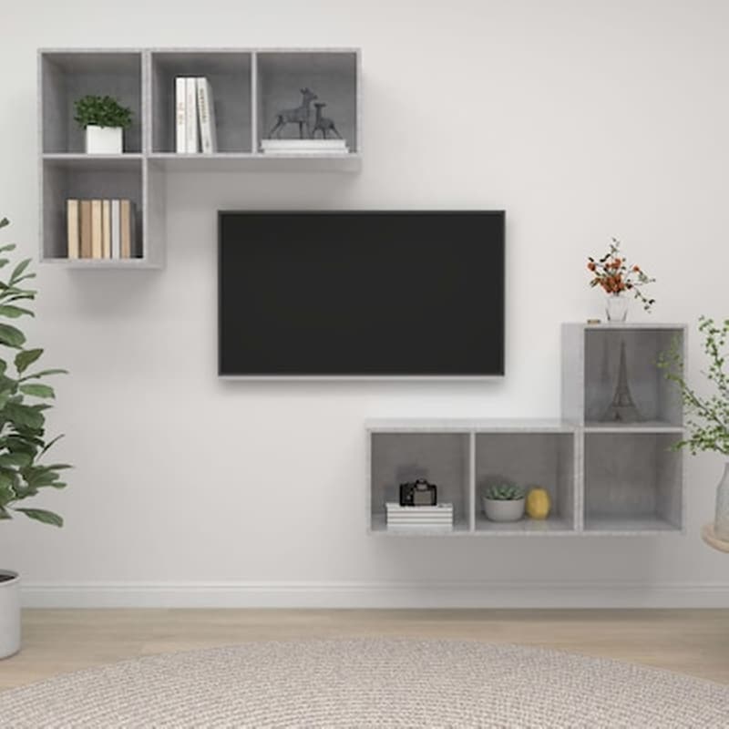 VIDAXL Έπιπλο Τηλεόρασης VidaXL από Μοριοσανίδα 4 Τμχ 37x37x72cm - Γκρι