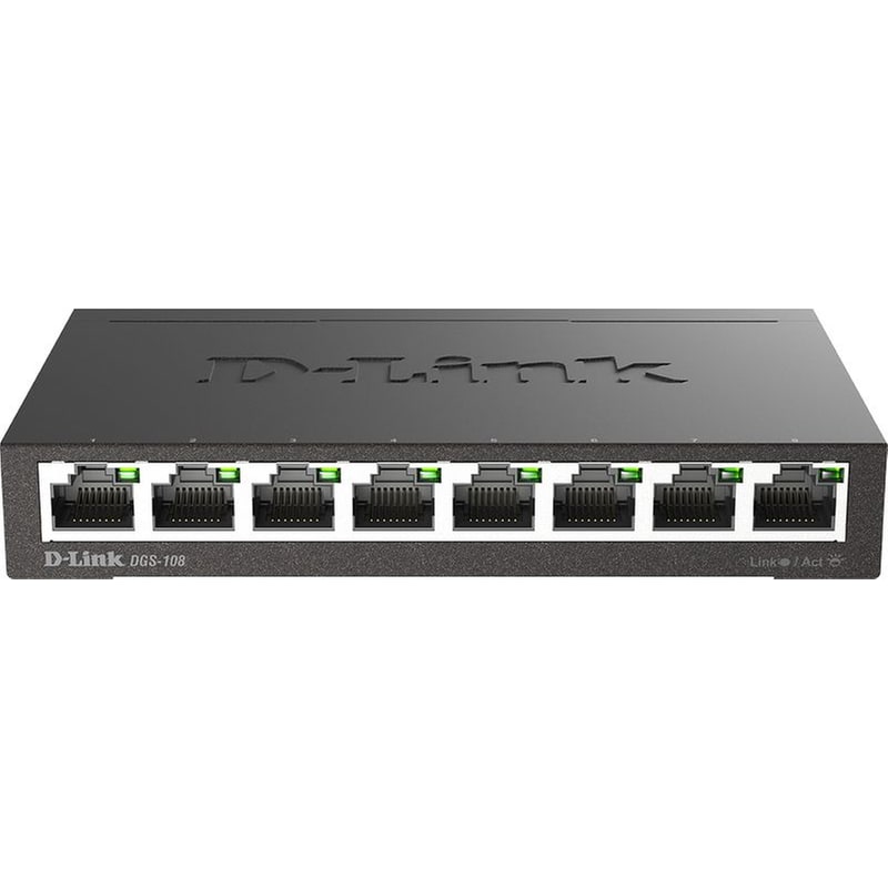 D-LINK D-Link DGS-108 Network Switch Unmanaged L2 Gigabit Ethernet (1000 Mbps) 8-Port