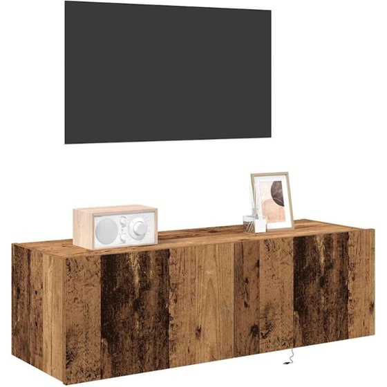 Έπιπλο Τηλεόρασης VidaXL Επιτοίχιο με LED 2 τμχ 100 x 35 x 31 cm - Παλαιωμένο Ξύλο image 2