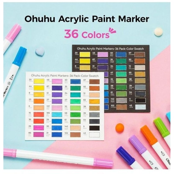 Μαρκαδόροι Σχεδίου Ohuhu&nbsp;Fine&nbsp;&&nbsp;Dot&nbsp;Acrylic&nbsp;(36 Τεμάχια) image 2