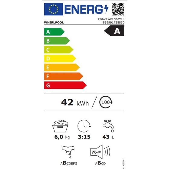 WHIRLPOOL TW621WBCVSWEE 6 kg 1.100 Στροφές Λευκό Πλυντήριο Ρούχων image 8