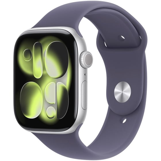 Apple Watch Series 11 GPS + Cellular 46mm Silver Aluminium Case with Purple Fog Sport Band - S/M image 0