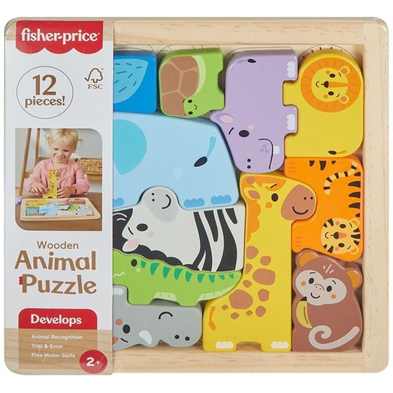 Ξύλινο Παζλ Fisher-Price με Ζωάκια image 0