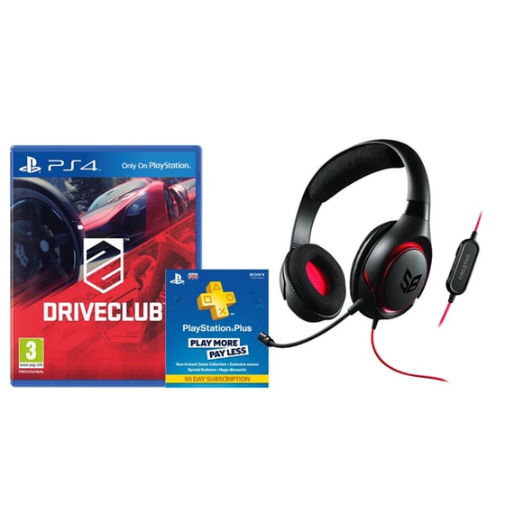 PS4 Bundle - DriveClub & PS Plus 3 Μηνών Συνδρομή & Creative Inferno Ακουσικά image 0