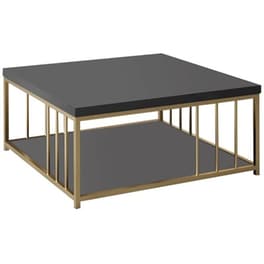 Τραπεζάκι Σαλονιού 24Mall Zeta από Μοριοσανίδα 90x90x40 cm - Ανθρακί/Χρυσό