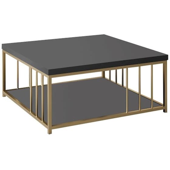 Τραπεζάκι Σαλονιού 24Mall Zeta από Μοριοσανίδα 90x90x40 cm - Ανθρακί/Χρυσό image 0