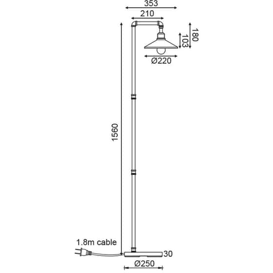 Φωτιστικό Δαπέδου Aca Decor Pipe Ar4171f156bg από Μέταλλο - Μαύρο image 1