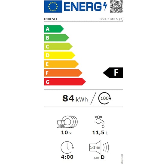 INDESIT DSFE 1B10 S για 10 Σερβίτσια Inox Πλυντήριο Πιάτων image 3