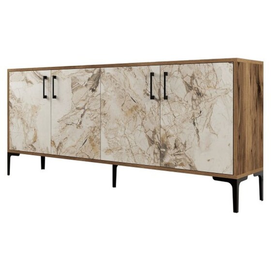 Μπουφές 24Mall Viterbo από Μοριοσανίδα/Μέταλλο 180x35x78 cm - Καρυδί/Λευκός image 0