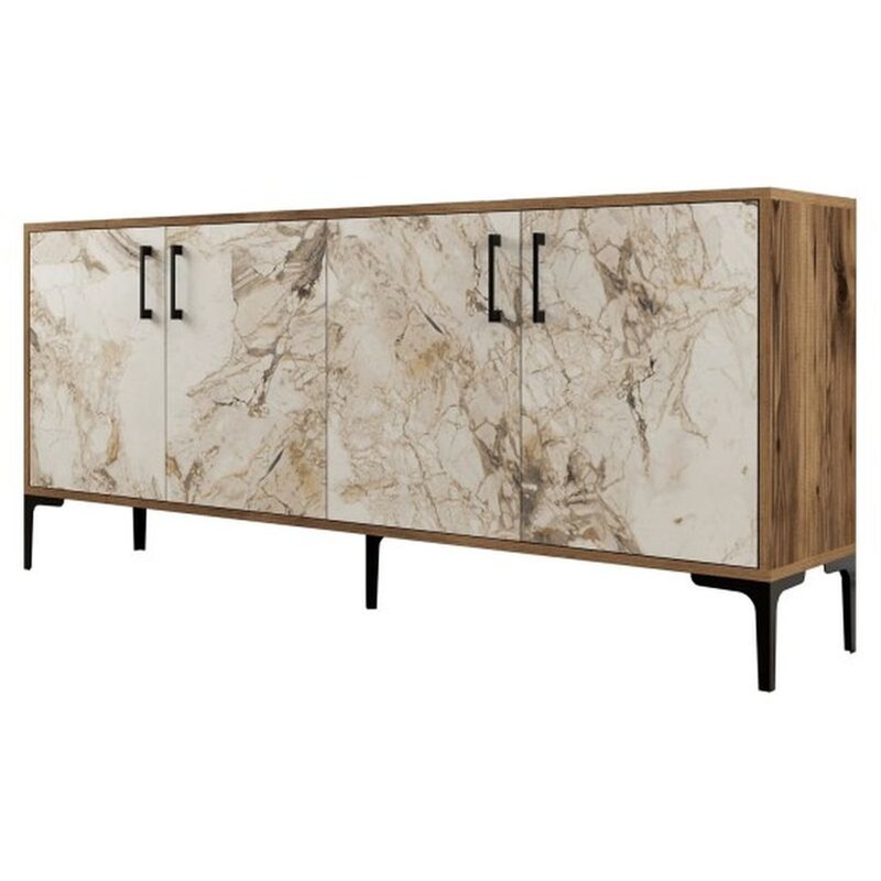 Μπουφές 24Mall Viterbo από Μοριοσανίδα/Μέταλλο 180x35x78 cm - Καρυδί/Λευκός 24MALL