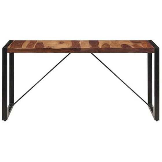 Τραπεζαρία Vidaxl από Μασίφ Ξύλο Sheesham 160x80x75 cm - Μαύρο/Καφέ image 4