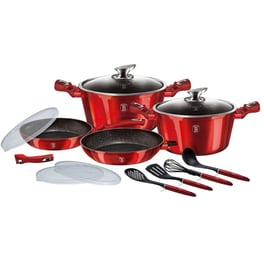 Σετ Μαγειρικά Σκεύη BERLINGER HAUS BH-7057 Burgundy Edition 13 τμχ Κόκκινο
