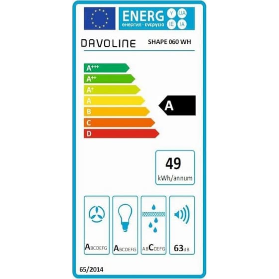 Απορροφητήρας Καμινάδα DAVOLINE SHAPE 060 WH 60 cm Λευκό image 1