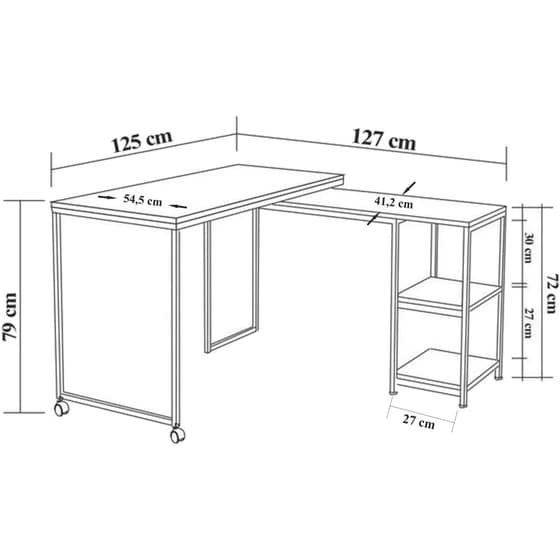 Γωνιακό Γραφείο 24Mall Pratica Atlantic Pine  από Μοριοσανίδα 125x54.5x79 cm - Μαύρο/Καφέ image 5
