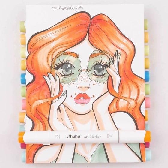Alcohol Art Markers Σετ Μαρκαδορων 24 Βασικων Χρωματων Brush Chisel Ohuhu Honolulu (80401-93) image 6