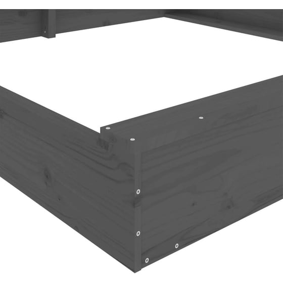 VidaXL Αμμοδόχος με Καθίσματα Τετράγωνη 160x160x20cm Ξύλινη - Γκρι image 6