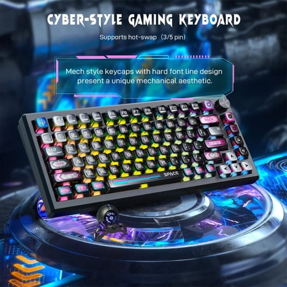 Redragon Uranus Pro 82 Gaming Μηχανικό Ασύρματο 2.4 GHz/Bluetooth Πληκτρολόγιο RGB Μαύρο (US) image 5