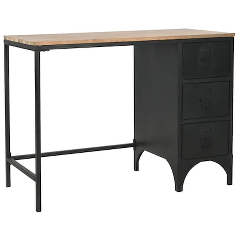 Γραφείο με Συρτάρια VidaXL από Μασίφ Ξύλο Ελάτης 100x50cm - Φυσικό/Μαύρο