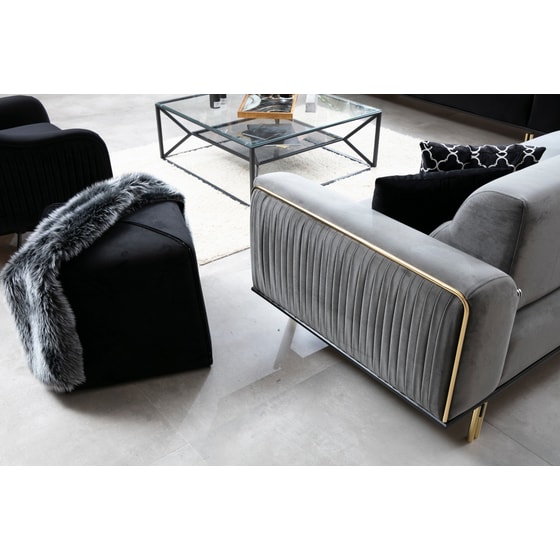 Τριθέσιος Καναπές 24Mall Carrara 234x97 cm - Γκρι image 4