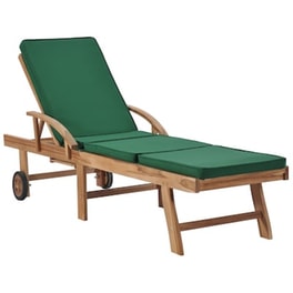 Ξαπλώστρα VidaXL με Μαξιλάρι από Μασίφ Ξύλο Teak 195x59.5 cm - Πράσινο
