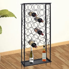Κάβα/Ραφιέρα Κρασιών Vidaxl Από Μέταλλο Για 28 Μπουκάλια - Μαύρη